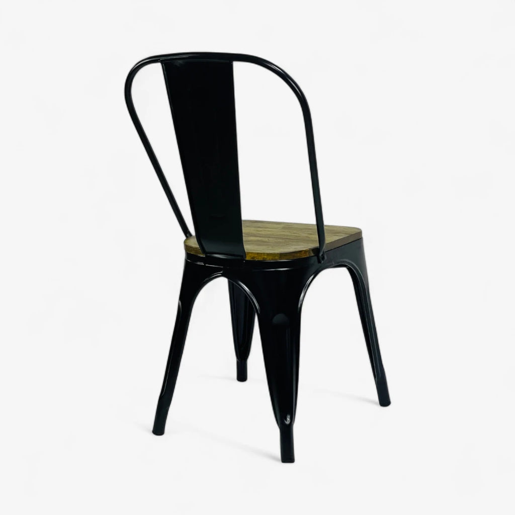 Silla Metálica tipo Tolix Asiento en Madera