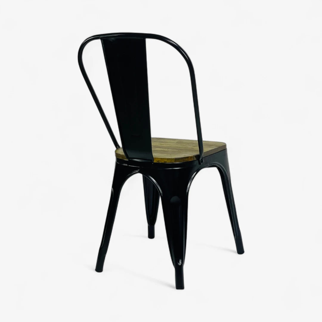 Silla Metálica tipo Tolix Asiento en Madera