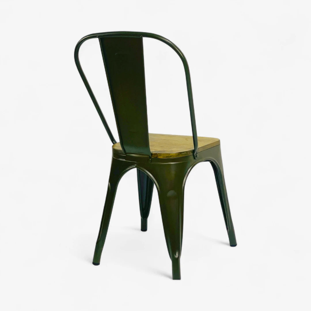 Silla Metálica tipo Tolix Asiento en Madera