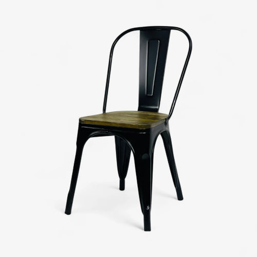 Silla Metálica tipo Tolix Asiento en Madera