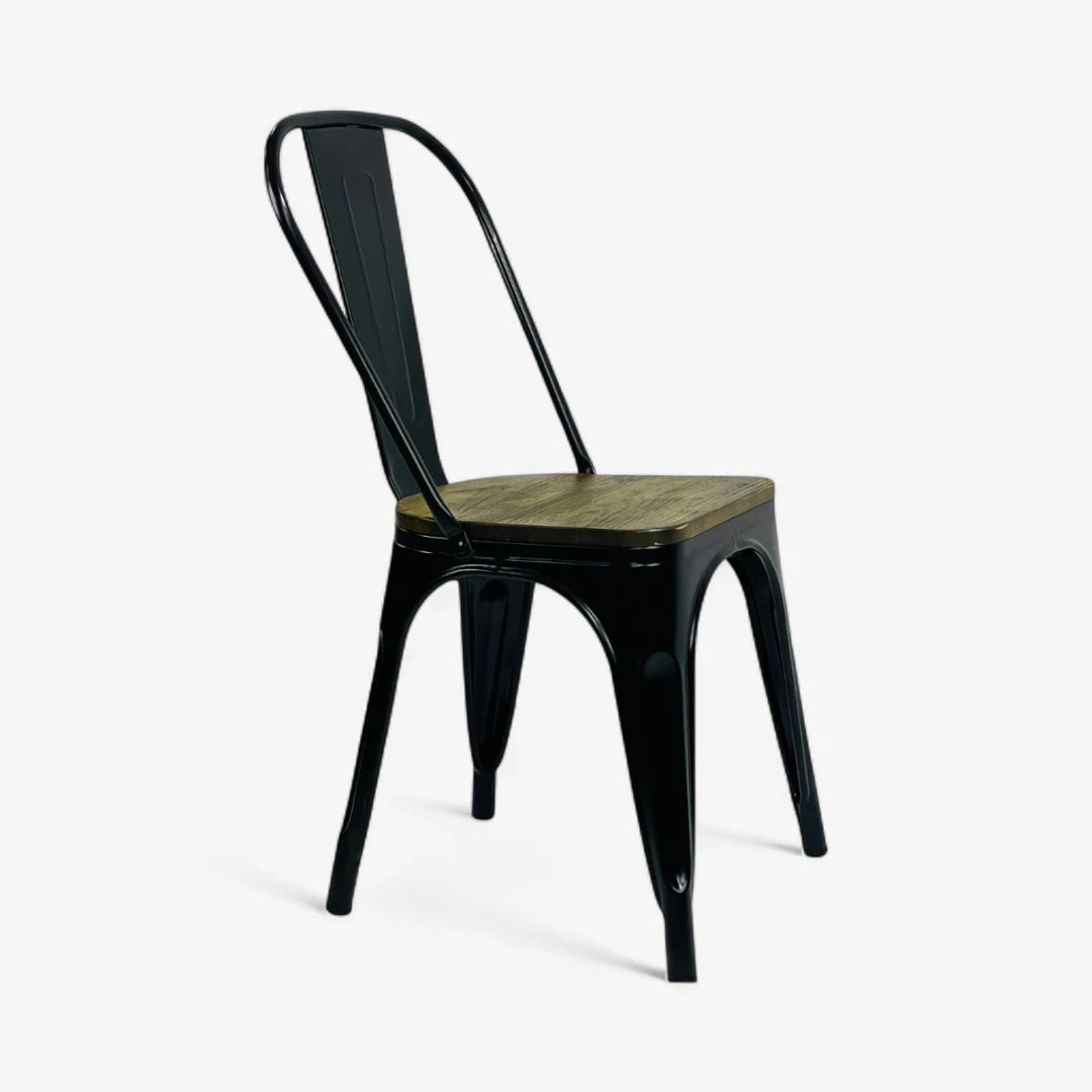 Silla Metálica tipo Tolix Asiento en Madera